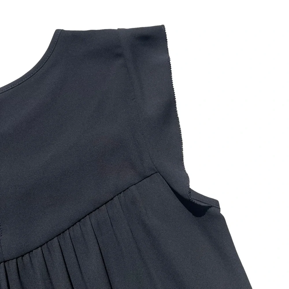 Ann Taylor Loft Women’s XS Black Ruffle Cap Sleeve Shirred Polyester Tank Blouse